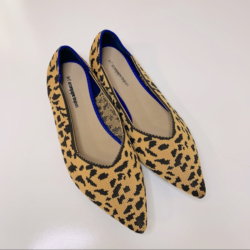Designer Leopard Print Knit Washable Flats size 38